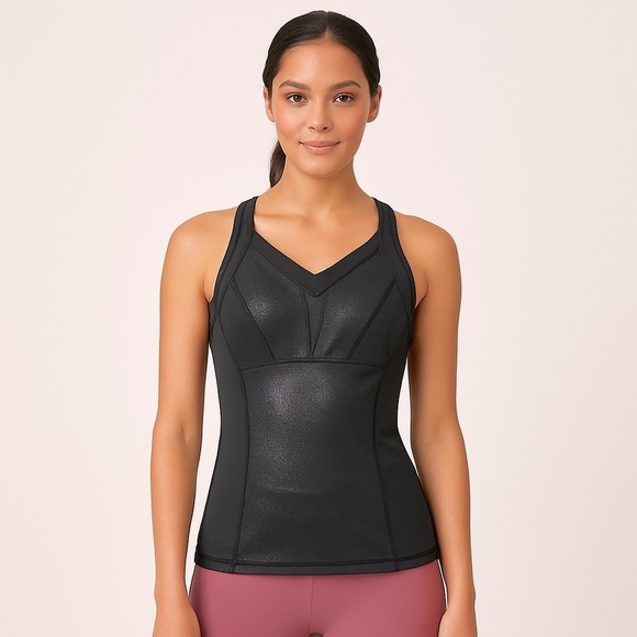 Cynthia Rowley Tops - Cynthia Rowley Black Shimmer Active Tank Top Built-In Bra XS